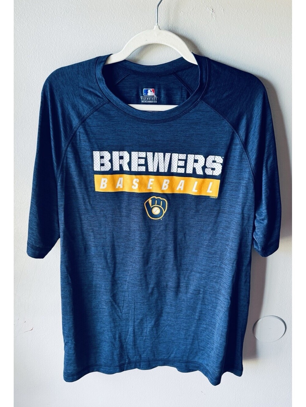 MLB Genuine Merchandise-Sz L-Milwaukee Brewers -Dri Fit -Navy Short Sleeve Tee